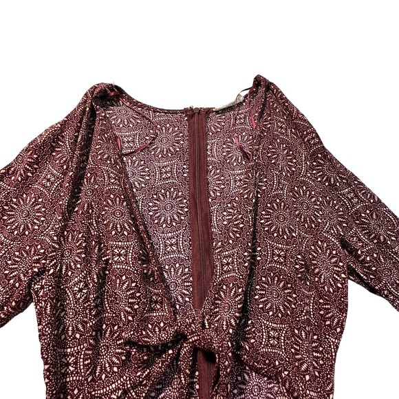 Cotton Candy LA Small Woman Shorts Jumpsuit Wrap Around Maroon White‎ Geometric - Picture 3 of 12